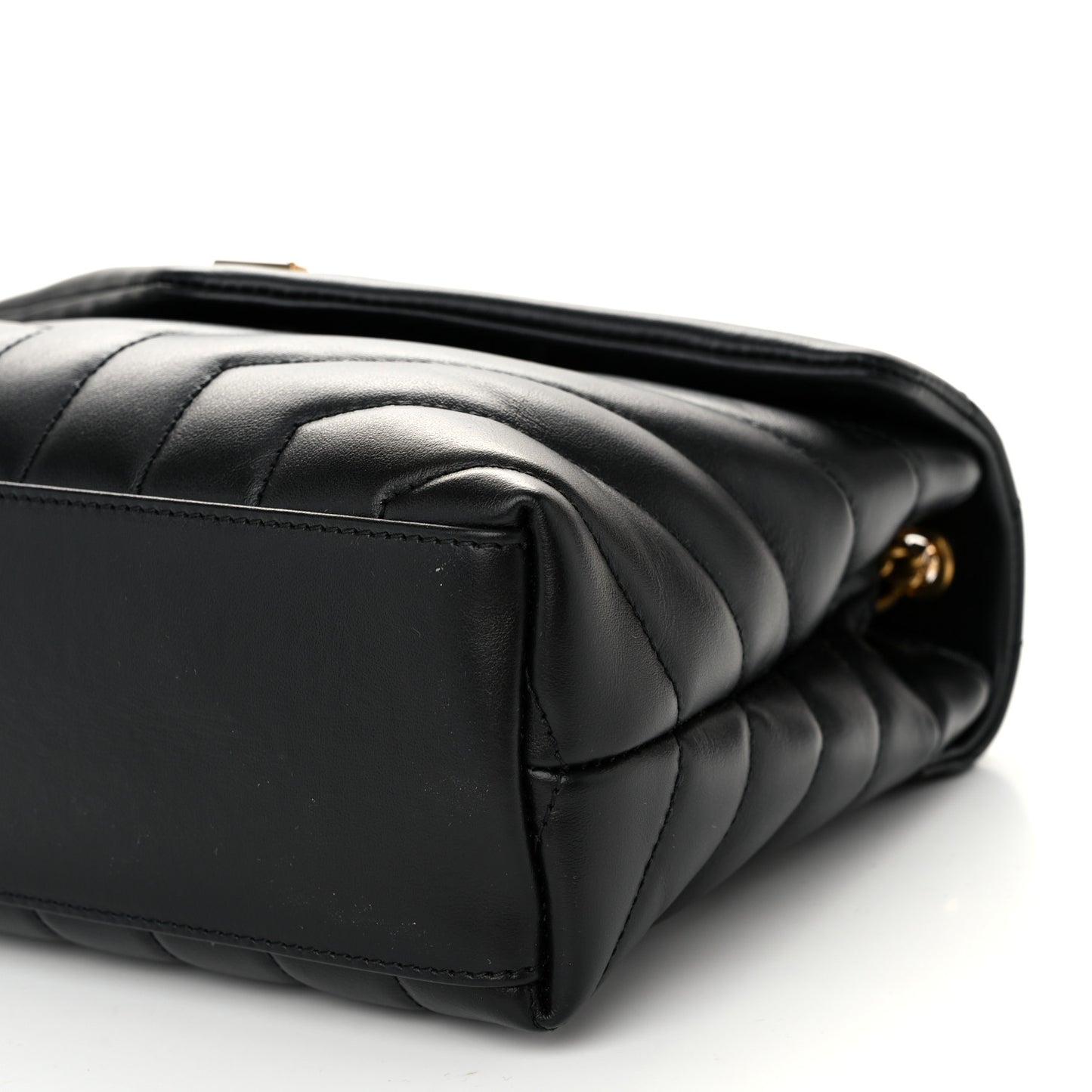 Calfskin Y Quilted Monogram Small Loulou Chain Satchel Black