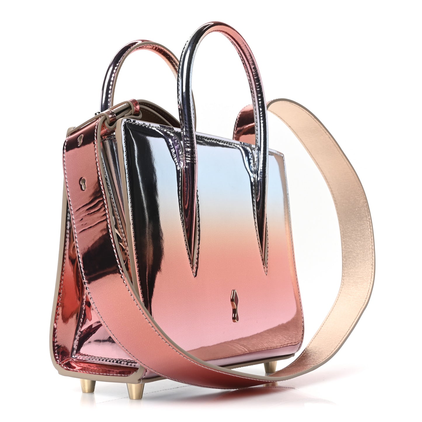 Mirror Degrade Spikes Loubinthesky Mini Paloma Leche Gold