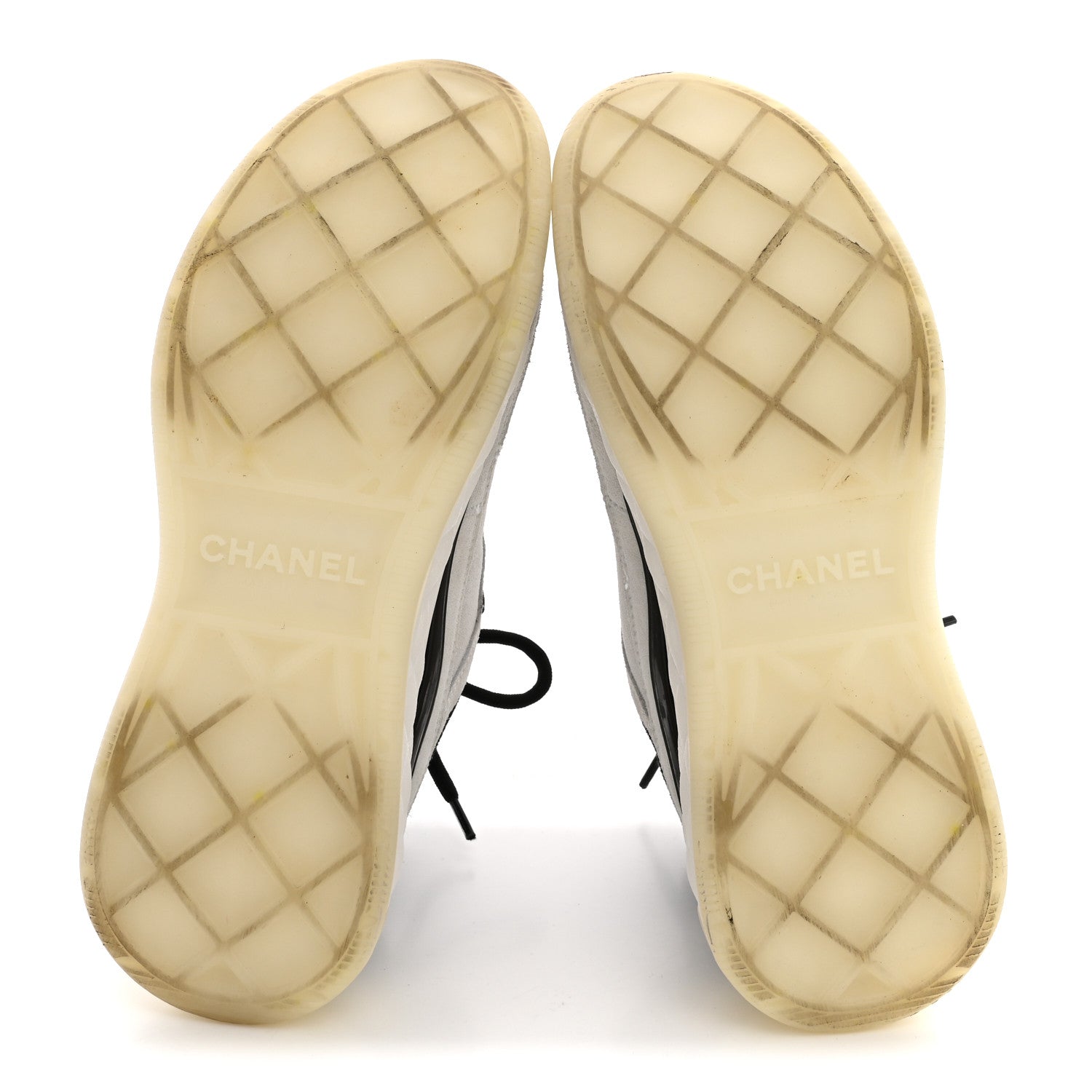 Chanel Suede Calfskin Nylon Grosgrain CC Sneakers 37.5 White 6 of 11