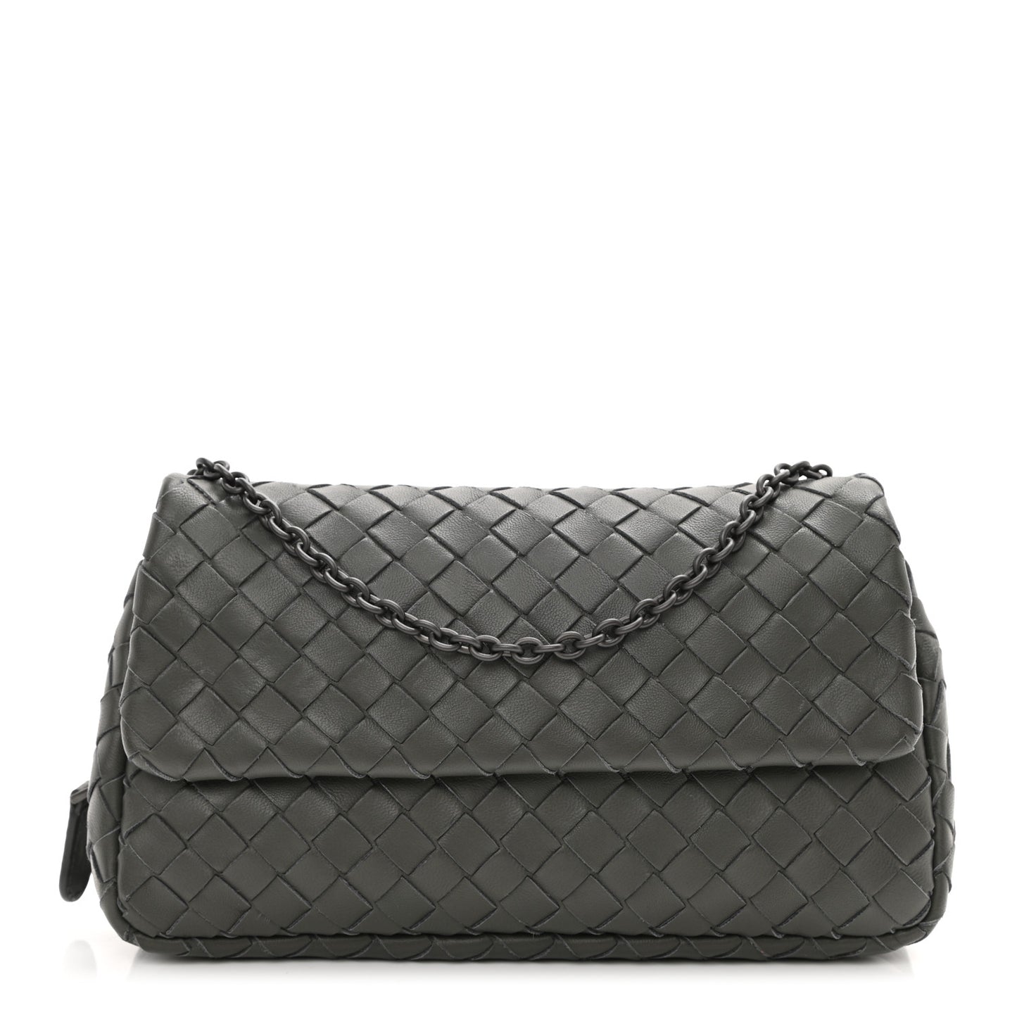 Nappa Intrecciato Mini Messenger Bag Light Grey