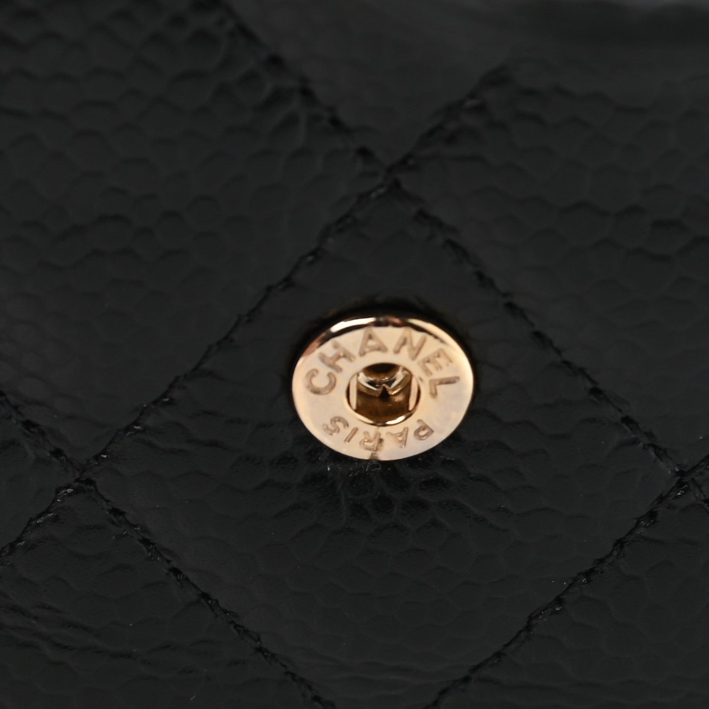 Caviar Quilted Compact Flap Wallet Black