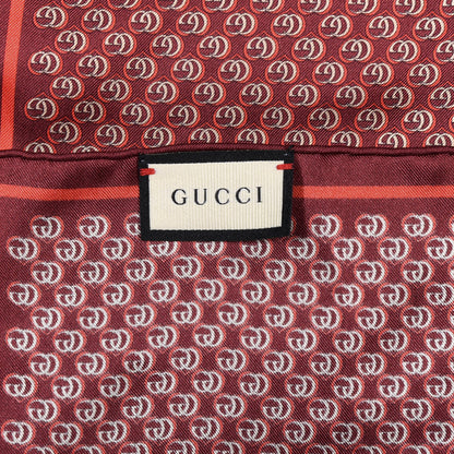 Gucci Silk Interlocking G Heart Square Scarf Red 4 of 4