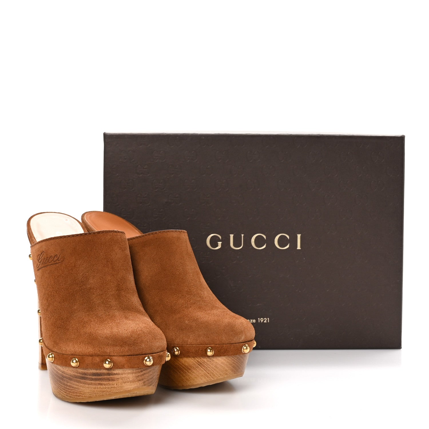 Gucci Suede Clog Platform Clog High Heel Slide Mules 38.5 Brown 9 of 9