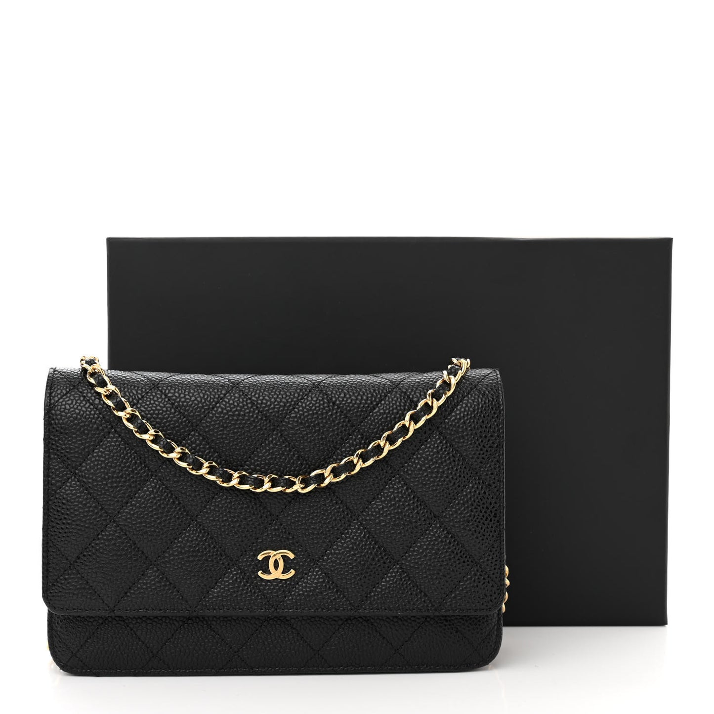 Caviar Quilted Wallet on Chain WOC Black