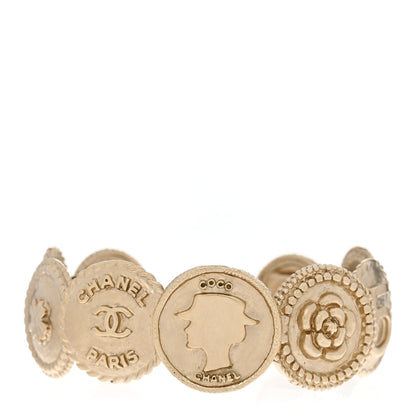 Chanel Metal Mademoiselle Coin Cuff Bracelet Gold 1 of 4