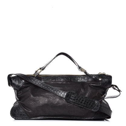 Celine Calfskin Crocodile Embossed Rider Tote Black 1 of 8