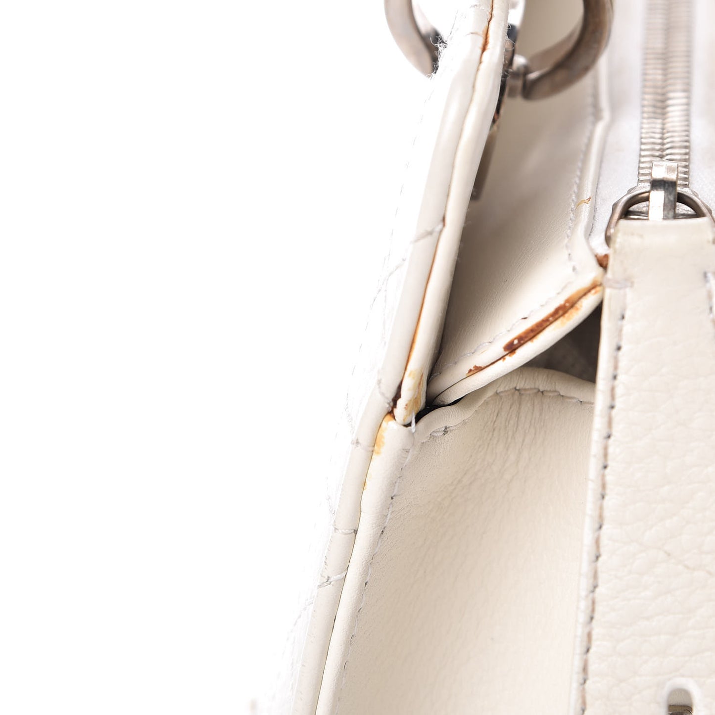 Calfskin Cannage Stitched East West Lady Dior White