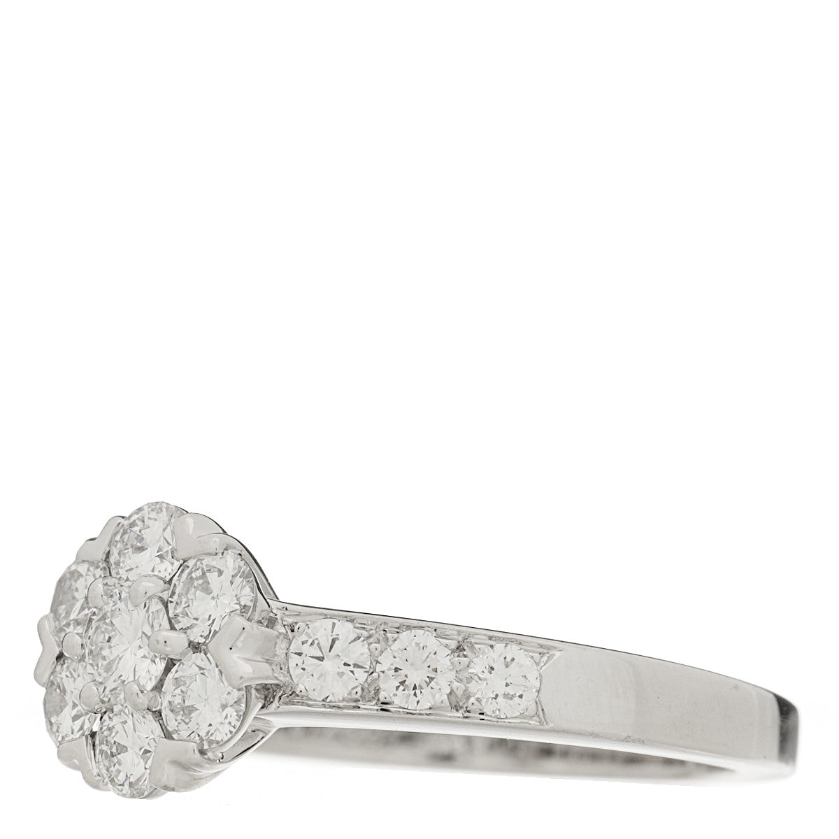 18K White Gold Diamond Fleurette Ring 48 4.5