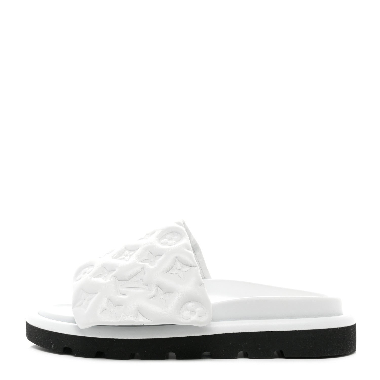 Louis Vuitton Lambskin Embossed Monogram Pool Pillow Flat Comfort Mule 38 White 1 of 8