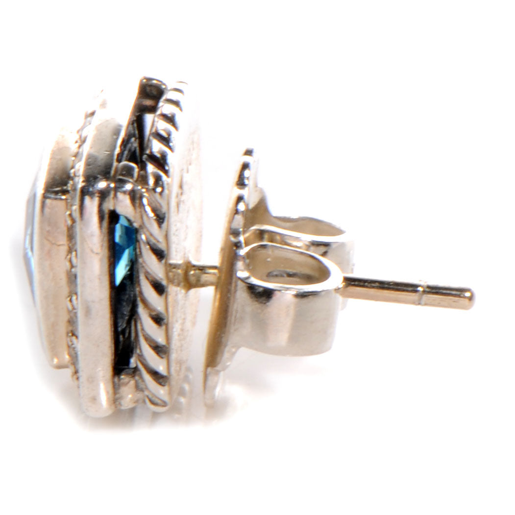 Sterling Silver Diamond Blue Topaz 7mm Petite Albion Earrings