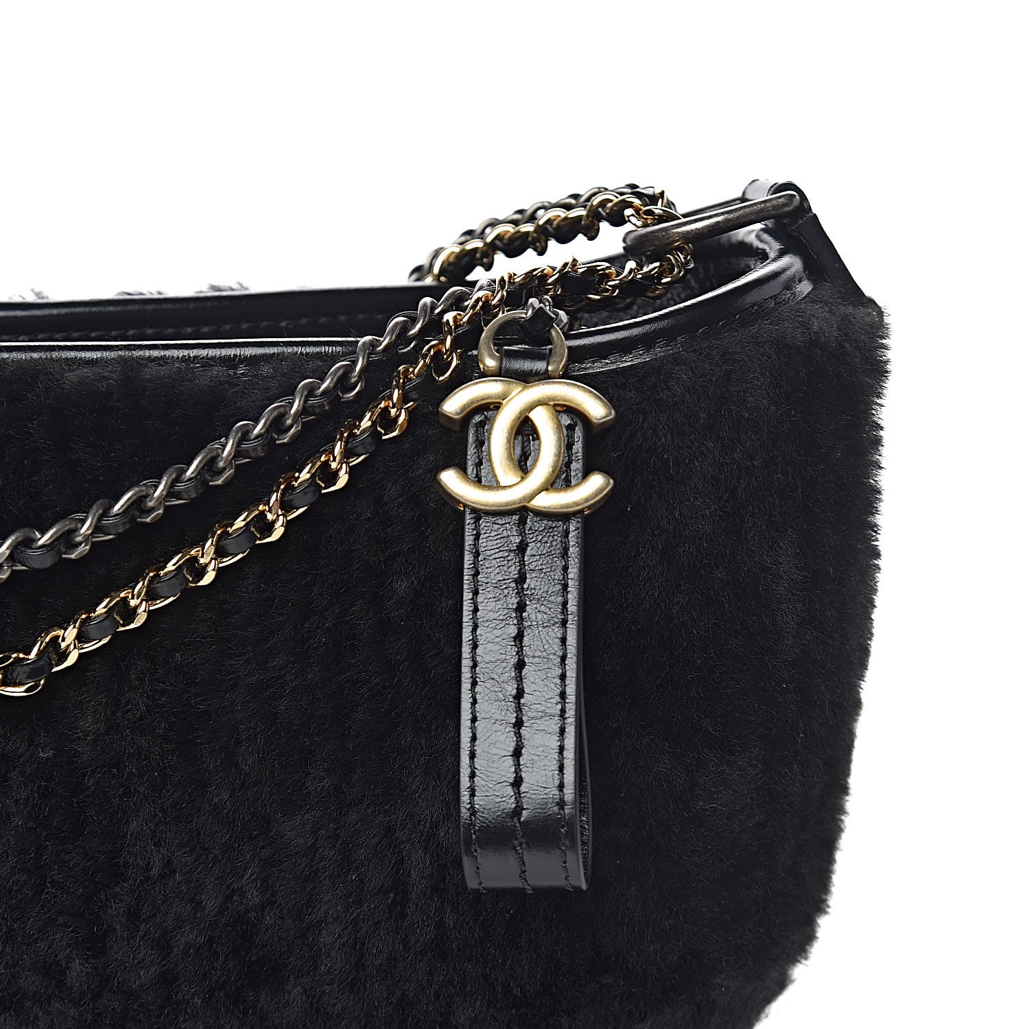 Chanel Shearling Medium Gabrielle Hobo Black 10 of 10