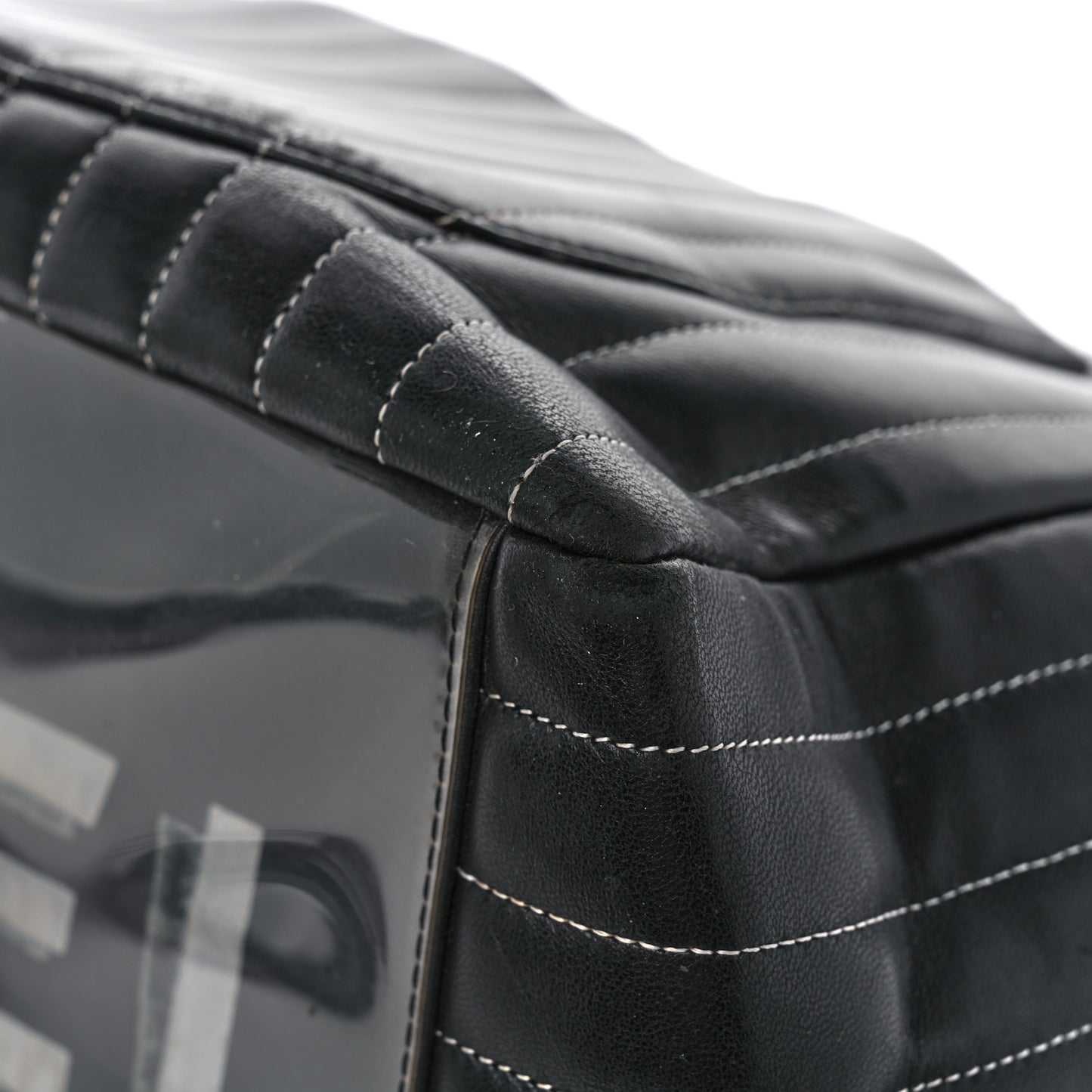 Lambskin Vertical Quilted Large Mademoiselle Tote Black