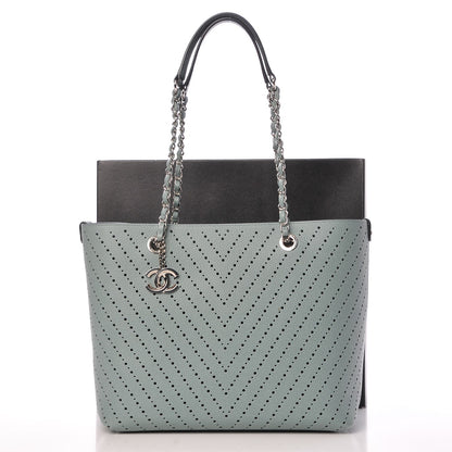Chanel Perforated Grained Calfskin Large Shopping Tote Green 15 of 15