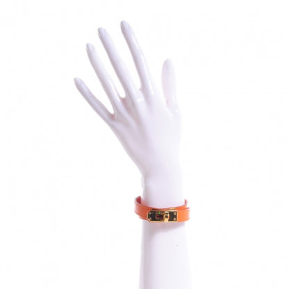 Hermes Tadelakt Leather Kelly Double Tour Bracelet Orange 2 of 7
