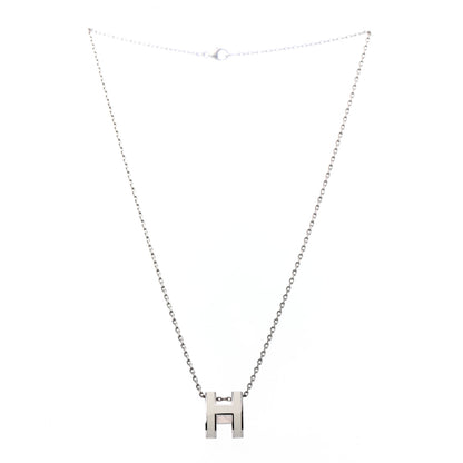 Hermes Lacquered Palladium Pop H Pendant Necklace White 3 of 5