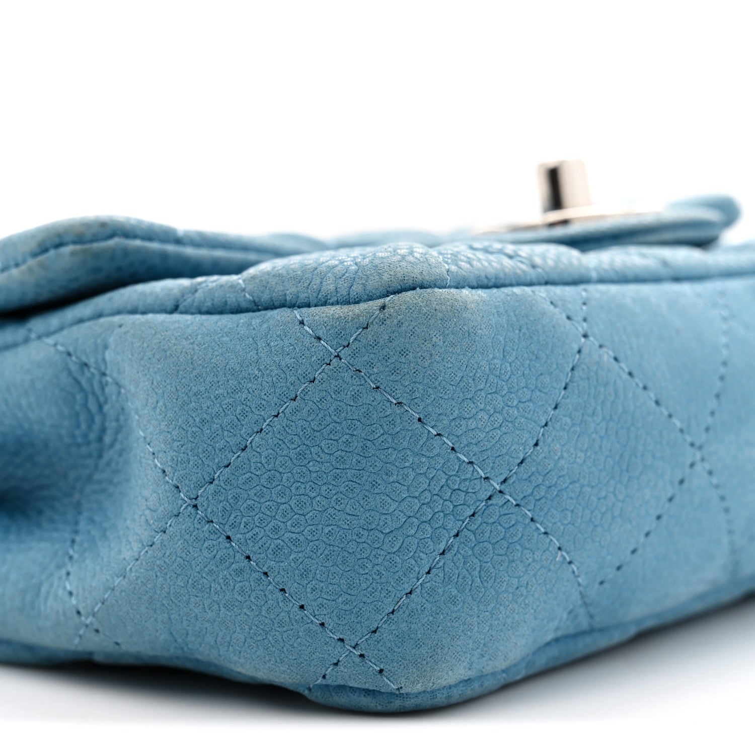 Chanel Iridescent Caviar Quilted Extra Mini Flap Light Blue 10 of 13