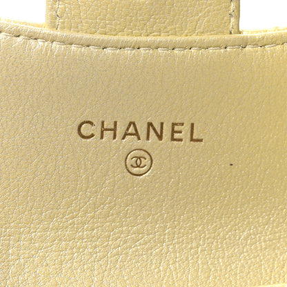 Chanel Cloudy Pearly Goatskin Quilted Flap Card Holder Wallet Light Yellow 6 of 9