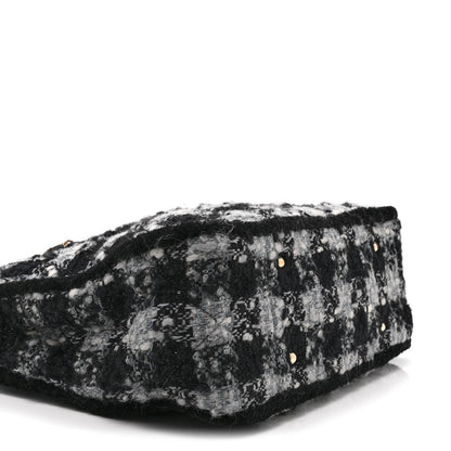 Chanel Tweed Shearling Quilted Lambskin Shopping Tote  Black Grey 9 of 10