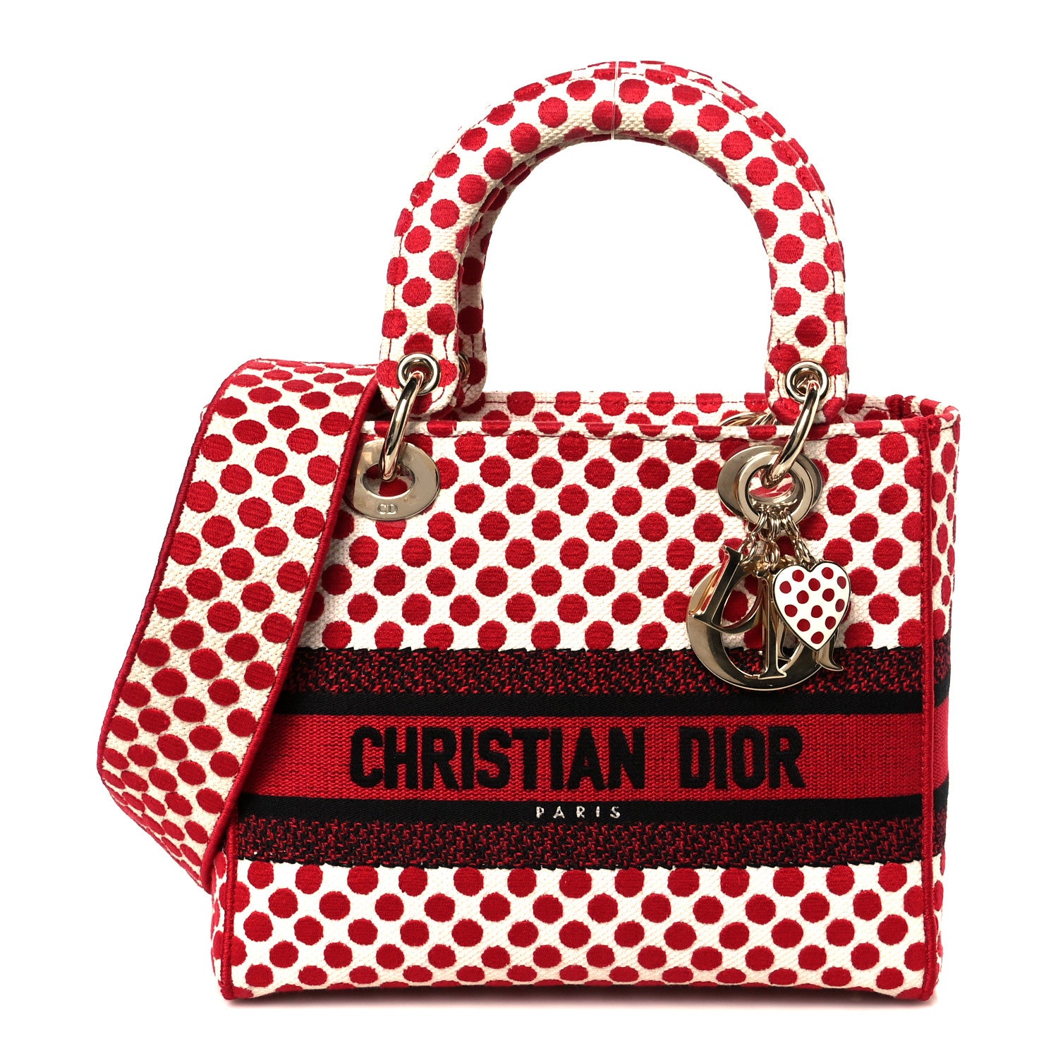 Christian Dior Canvas Medium DiorAmour Dots Lady D-Lite Red 1 of 10