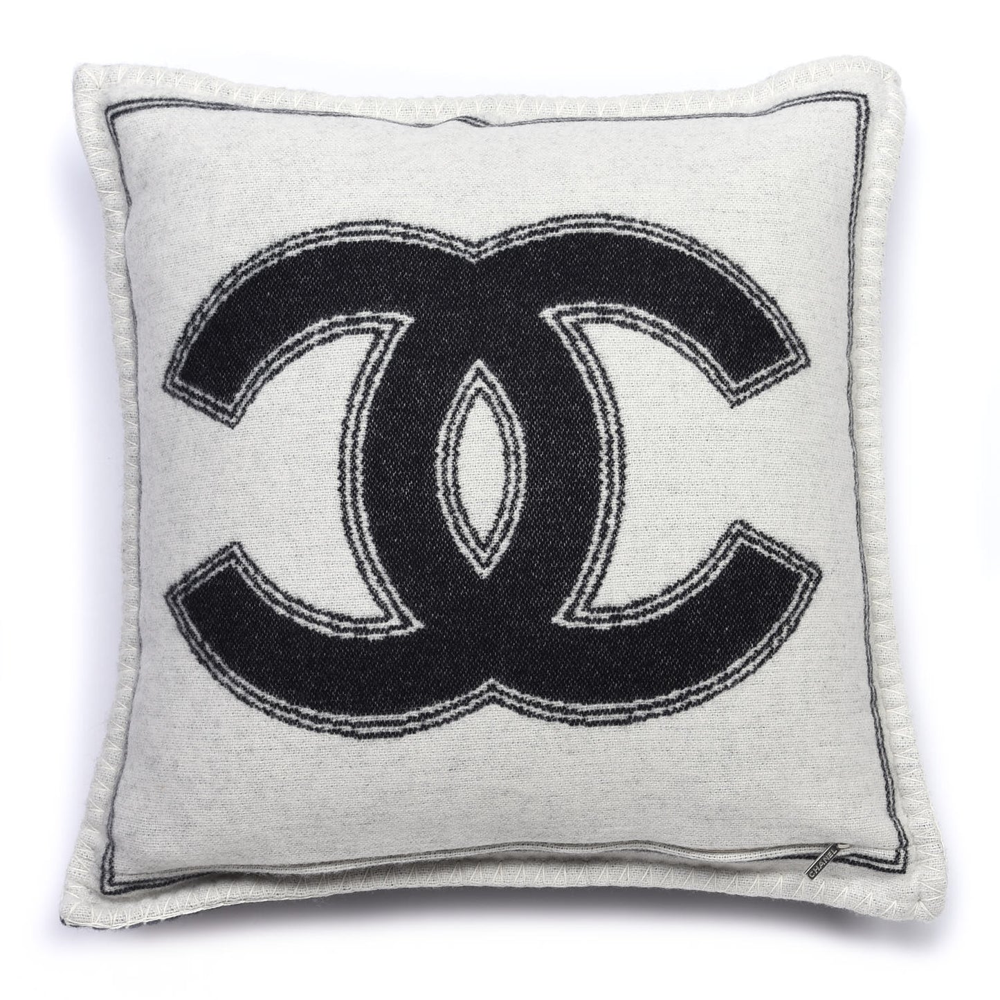 Merino Wool Cashmere CC Pillow Black Beige