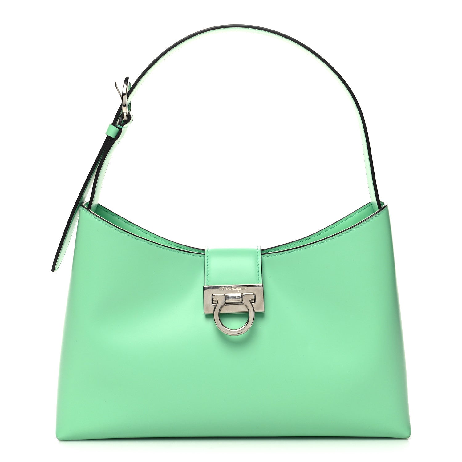 Salvatore Ferragamo Calfskin Trifolio Shoulder Bag Light Green 1 of 13