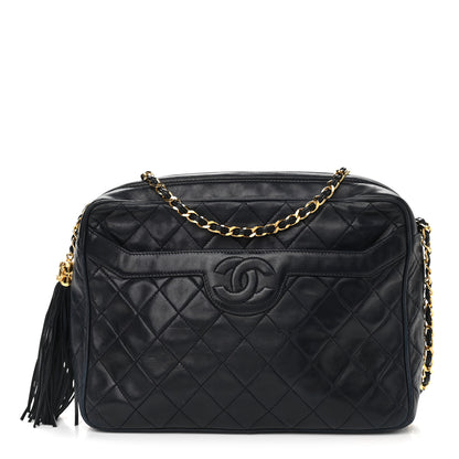 Chanel Lambskin Quilted CC Tassel Camera Case Navy 1 of 16