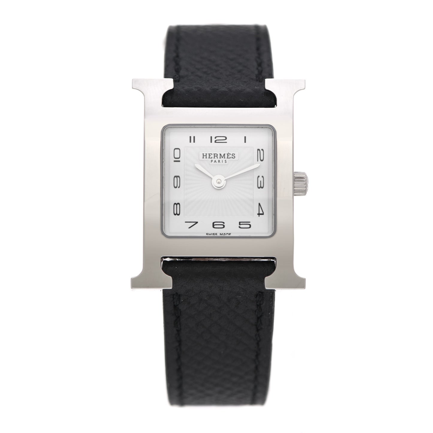 Stainless Steel Epsom 21mm Heure H Hour Quartz Watch Noir
