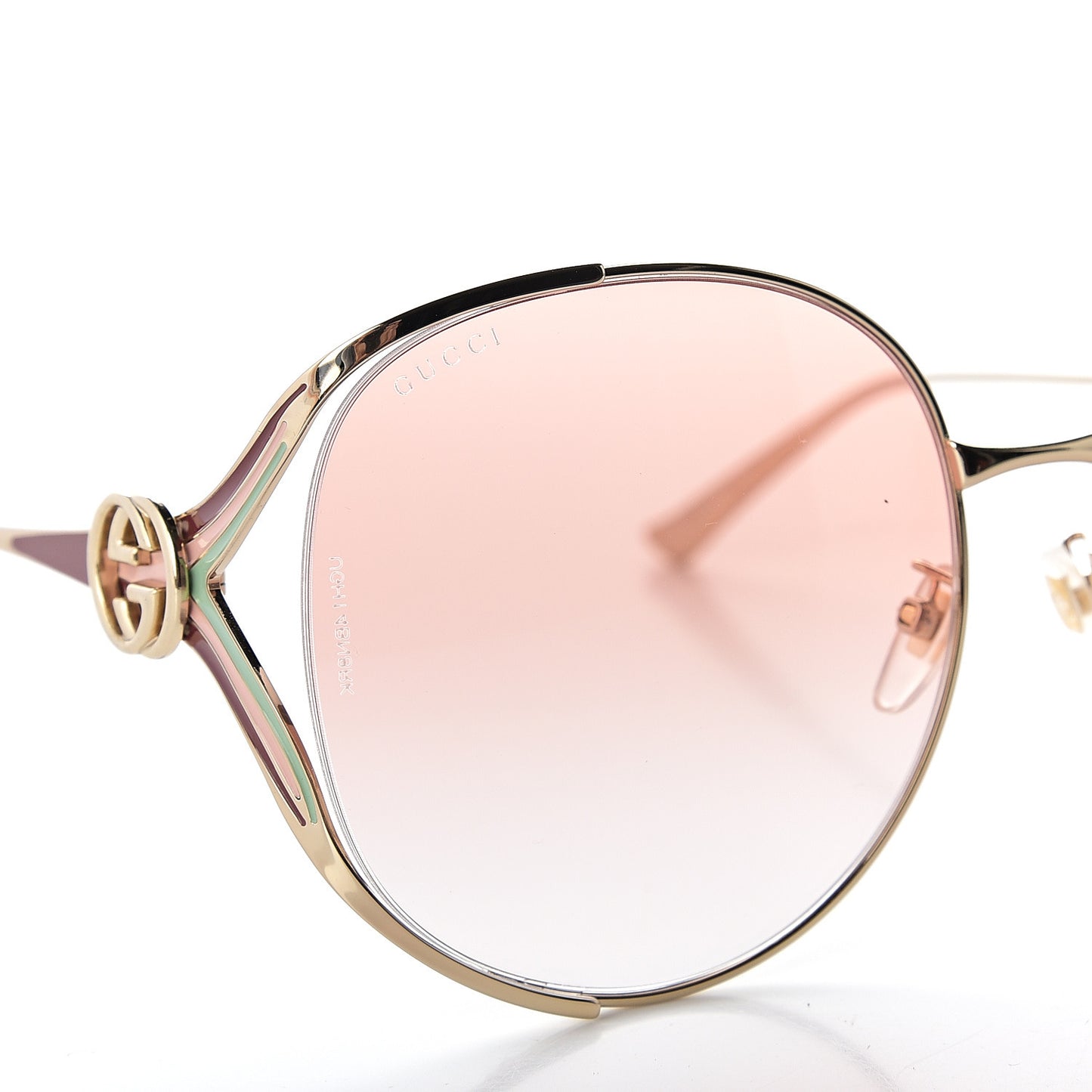 Metal Oversized Round Frame GG0225S Sunglasses Gold