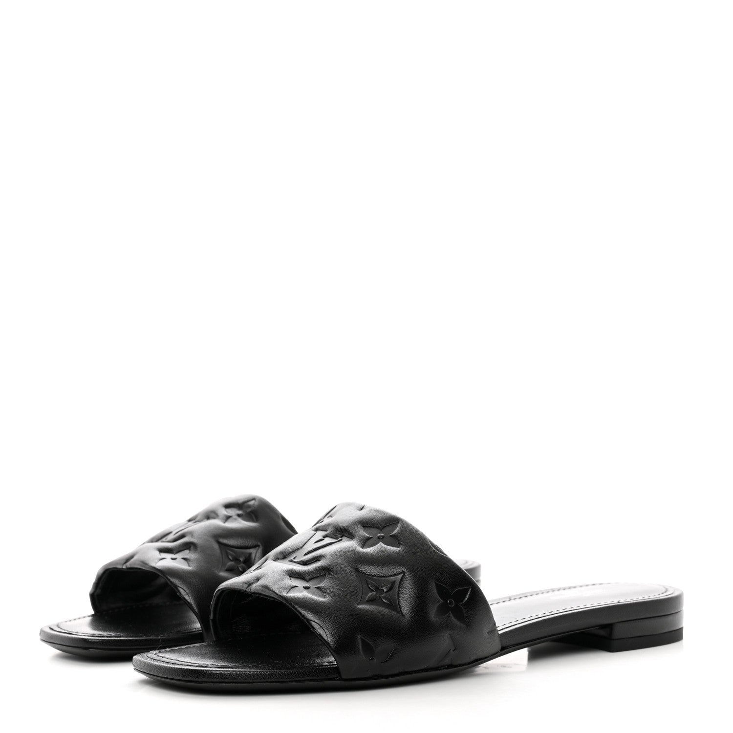 Louis Vuitton Lambskin Embossed Monogram Revival Flat Mules 39 Black 3 of 8