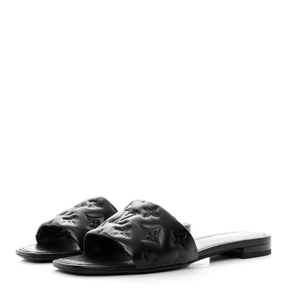 Louis Vuitton Lambskin Embossed Monogram Revival Flat Mules 39 Black 3 of 8