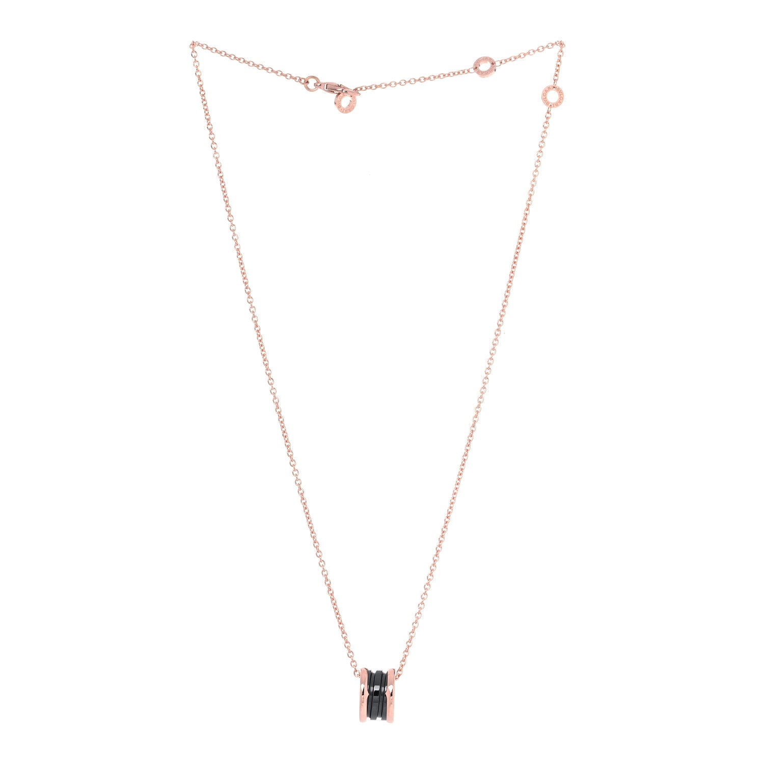 Bulgari 18K Rose Gold Black Ceramic B.Zero1 Pendant Necklace 2 of 7