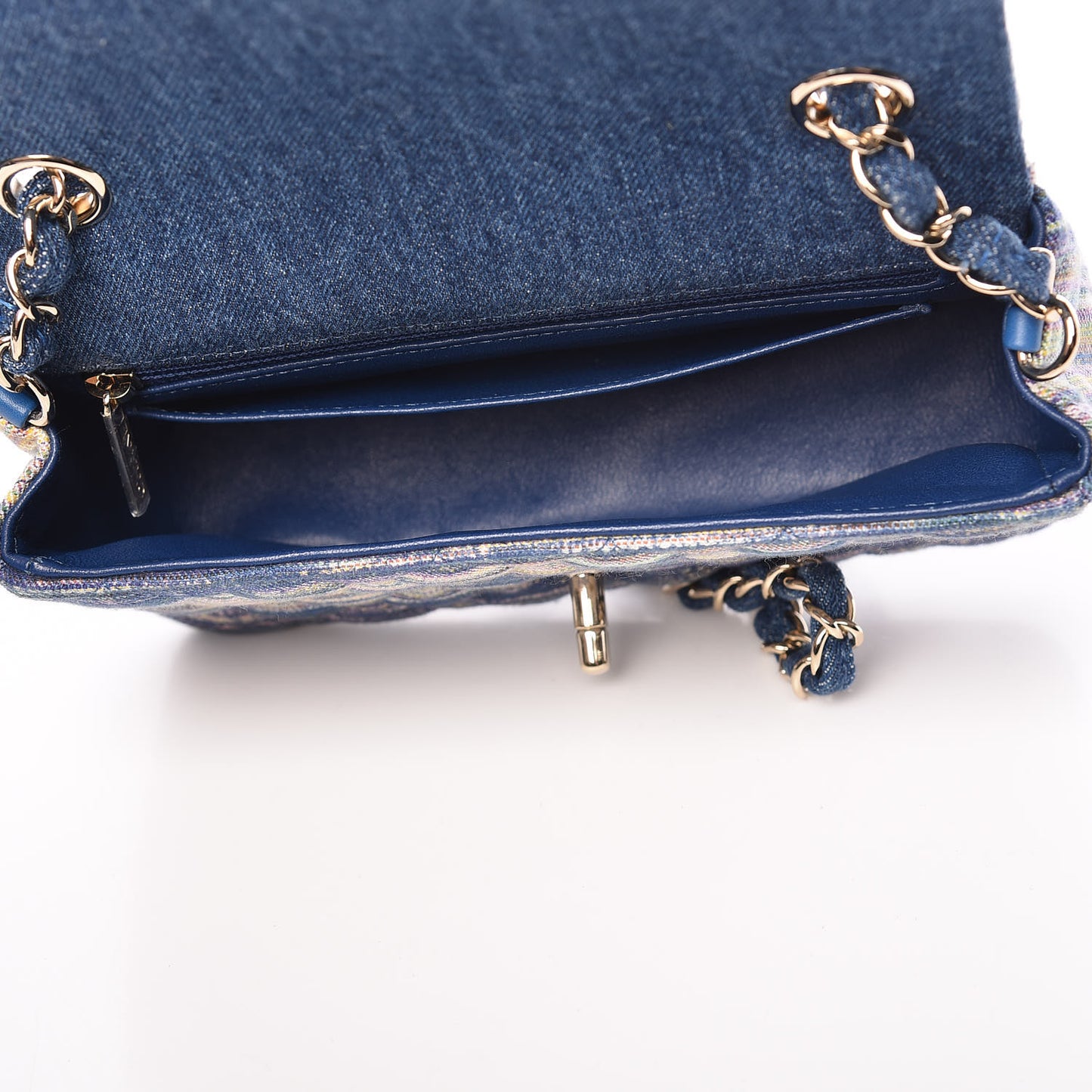 Denim Mini Rectangular Flap Bag Navy Yellow Purple Green