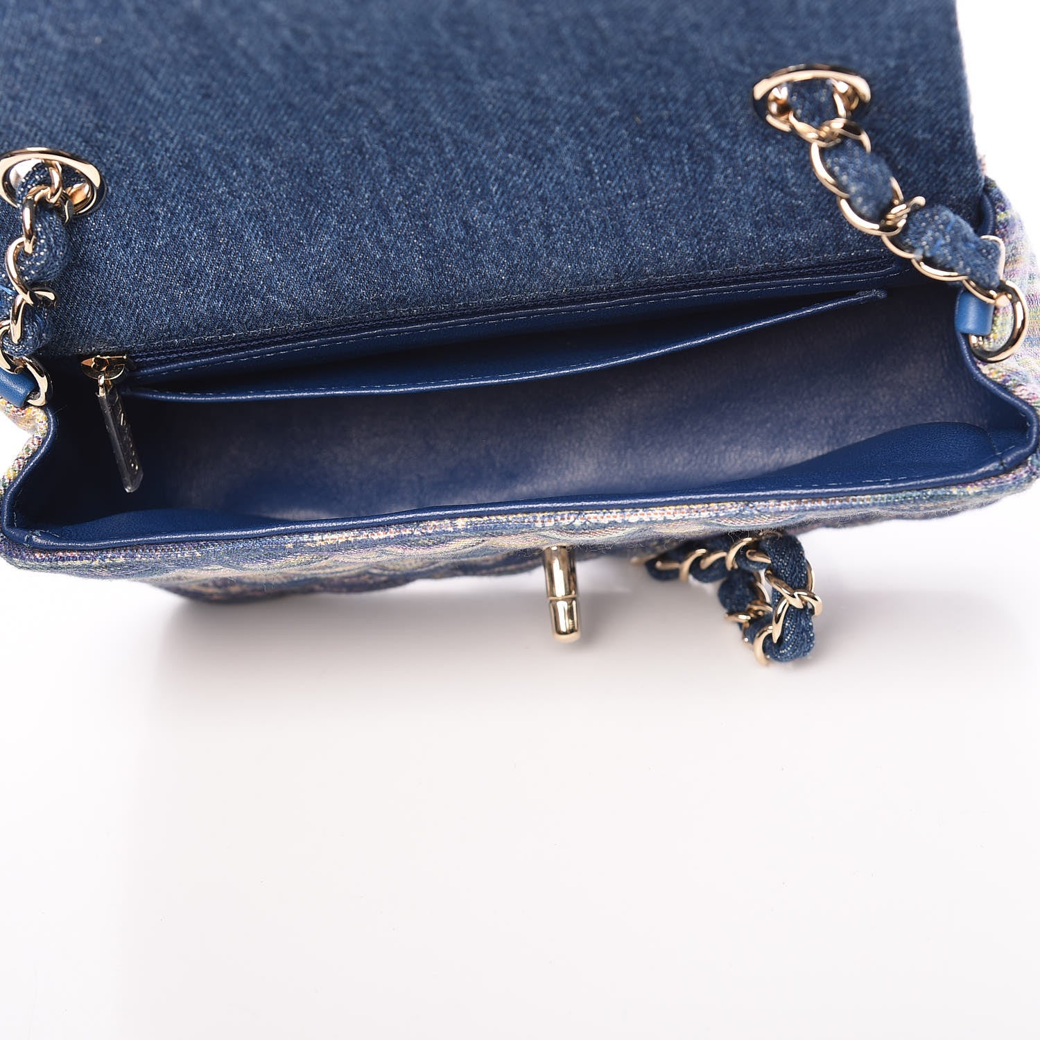 Chanel Denim Mini Rectangular Flap Bag Navy Yellow Purple Green 7 of 10