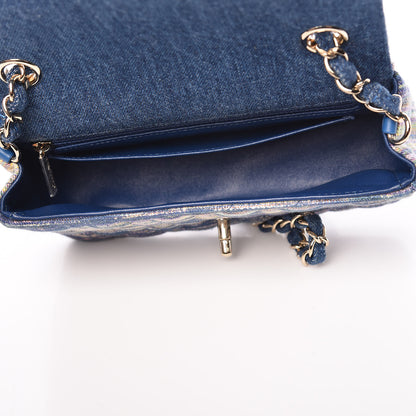 Chanel Denim Mini Rectangular Flap Bag Navy Yellow Purple Green 7 of 10