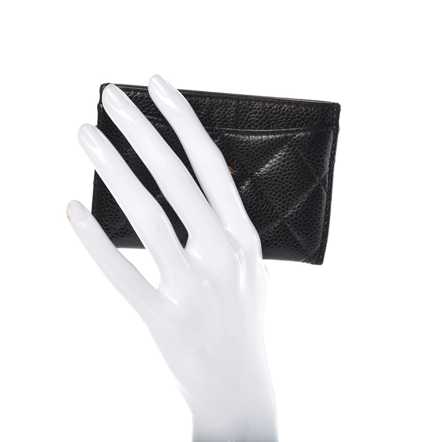 Caviar Quilted Card Holder Black