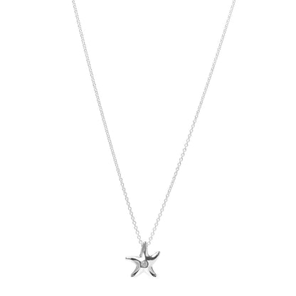 Tiffany Sterling Silver Diamond 12mm Elsa Peretti Starfish Pendant Necklace 1 of 6