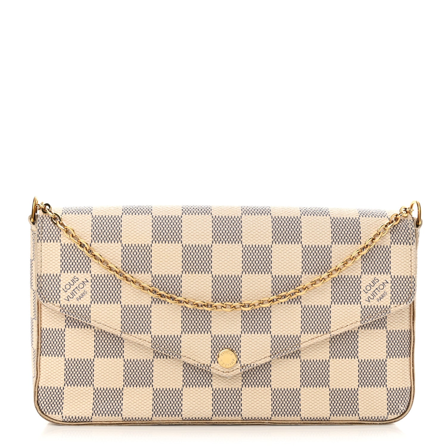 Louis Vuitton Damier Azur Pochette Felicie Chain Wallet Rose Ballerine 1 of 20