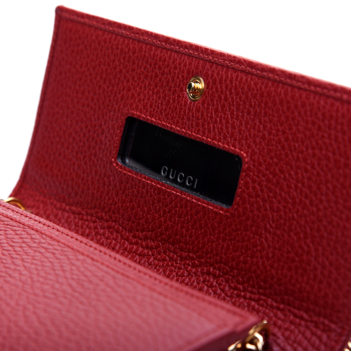 Dollar Calfskin Petite GG Marmont Wallet Chain Bag Hibiscus Red