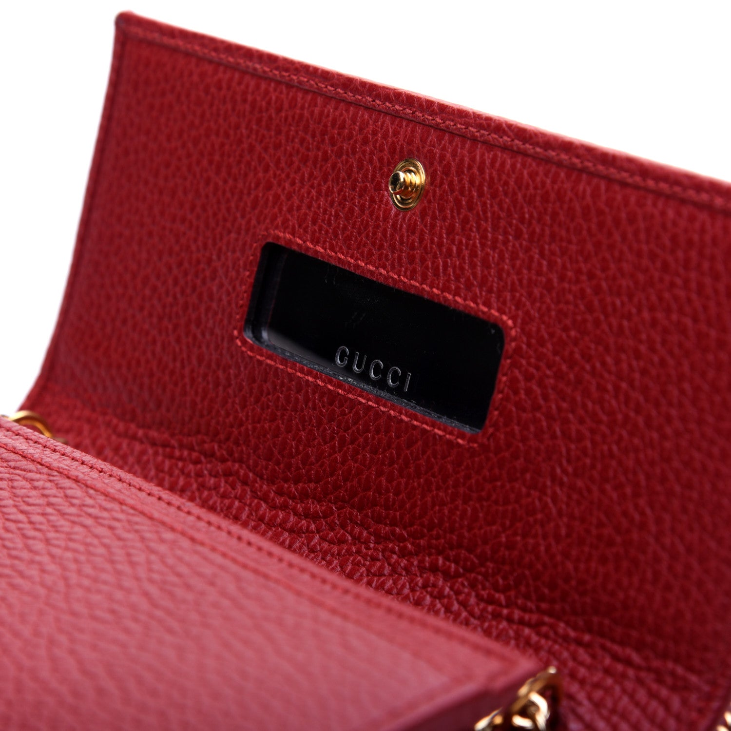 Gucci Dollar Calfskin Petite GG Marmont Wallet Chain Bag Hibiscus Red 9 of 11