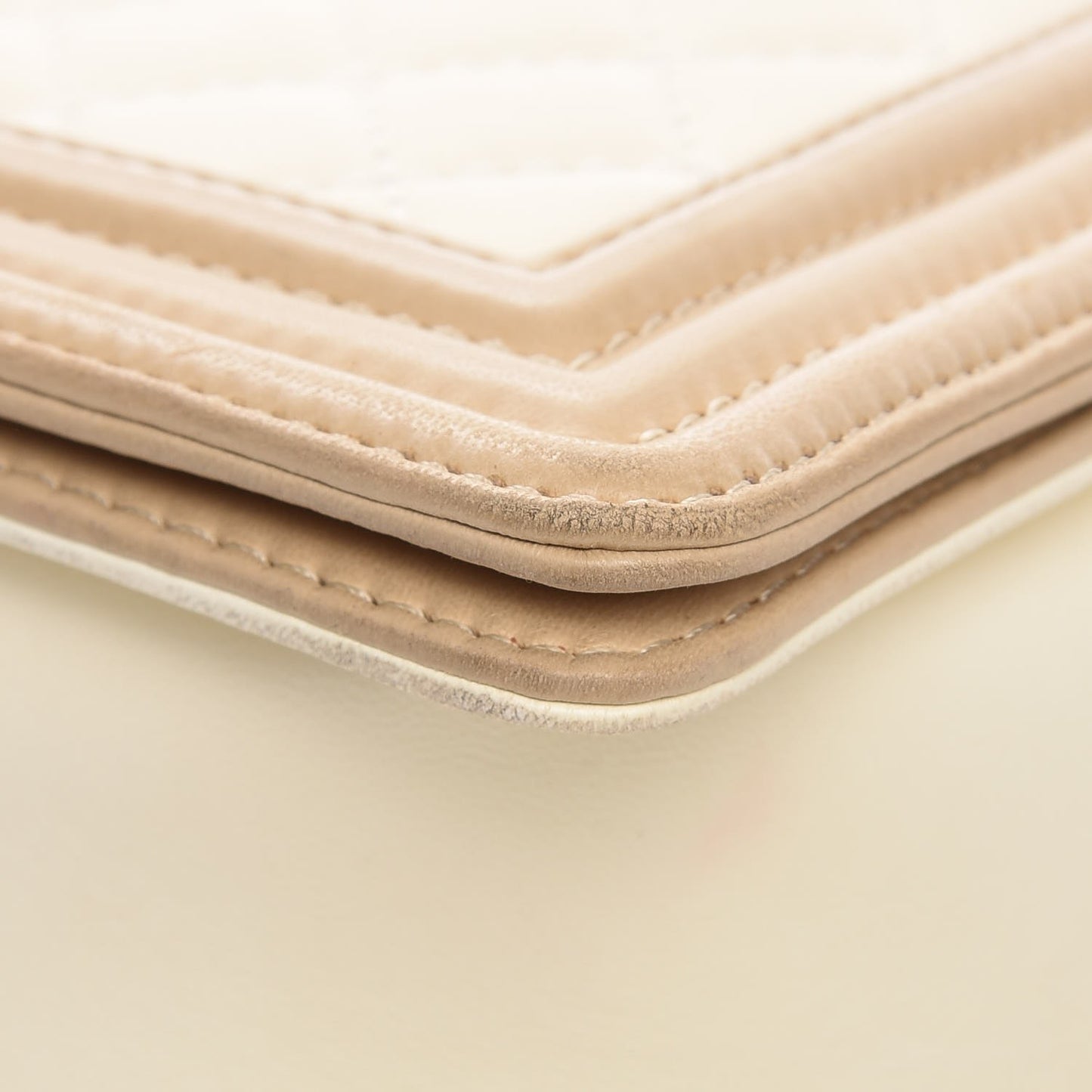 Lambskin Quilted Large Boy Flap Light Beige Dark Beige
