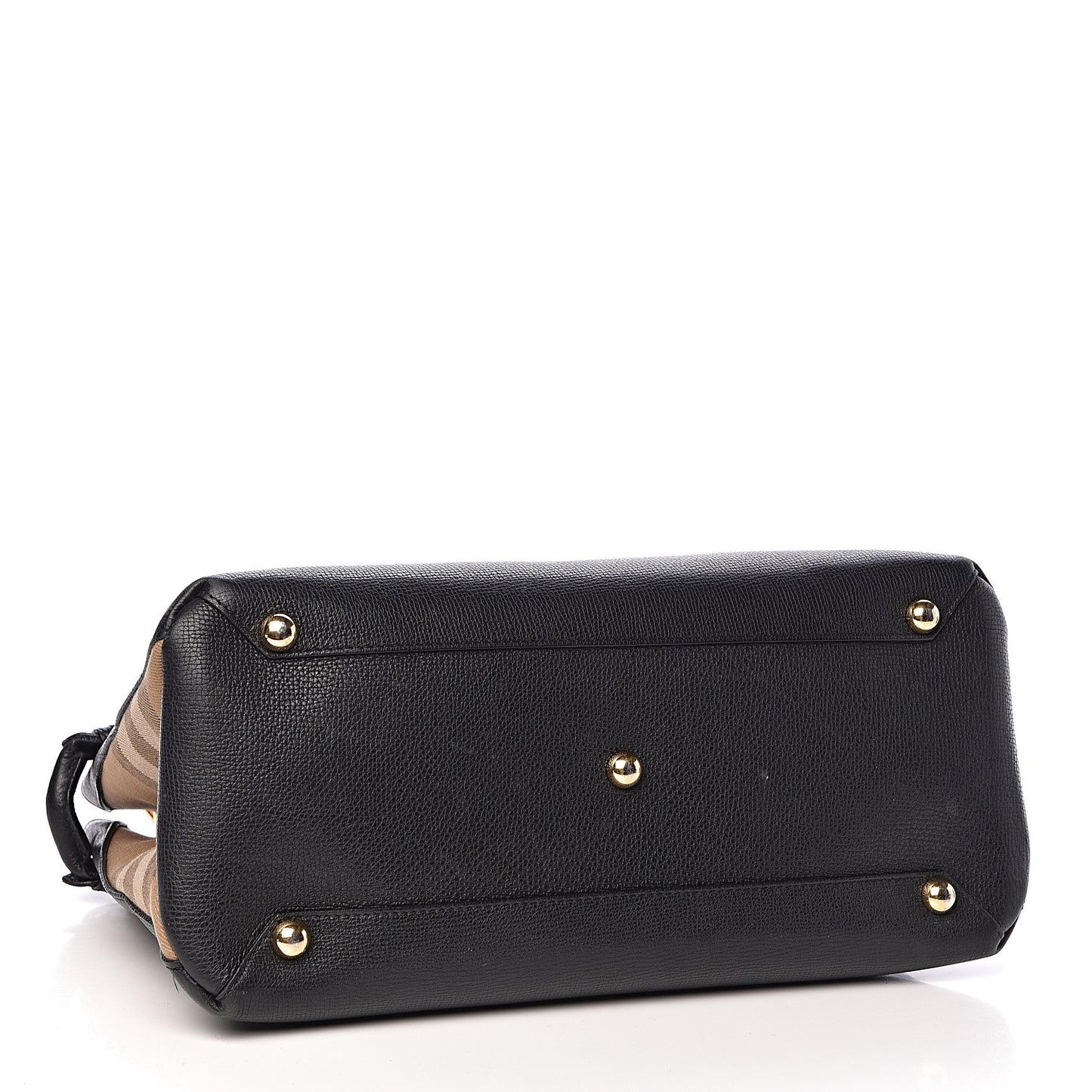 Grainy Calfskin House Check Medium Banner Tote Black