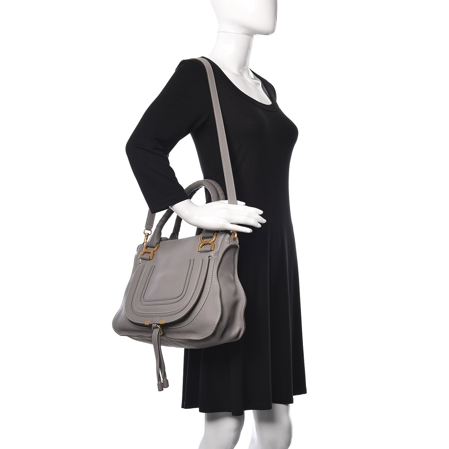 Calfskin Medium Marcie Satchel Cashmere Grey