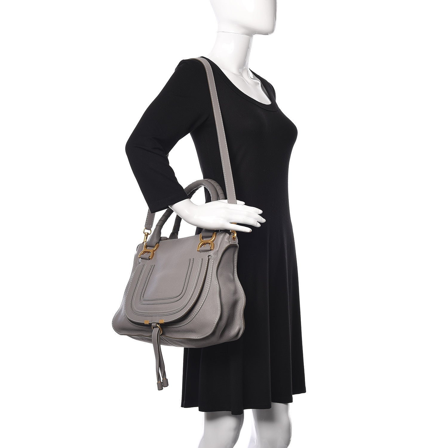 Chloe Calfskin Medium Marcie Satchel Cashmere Grey 2 of 9