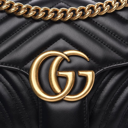 Gucci Calfskin Matelasse Small GG Marmont Shoulder Bag Black 10 of 10