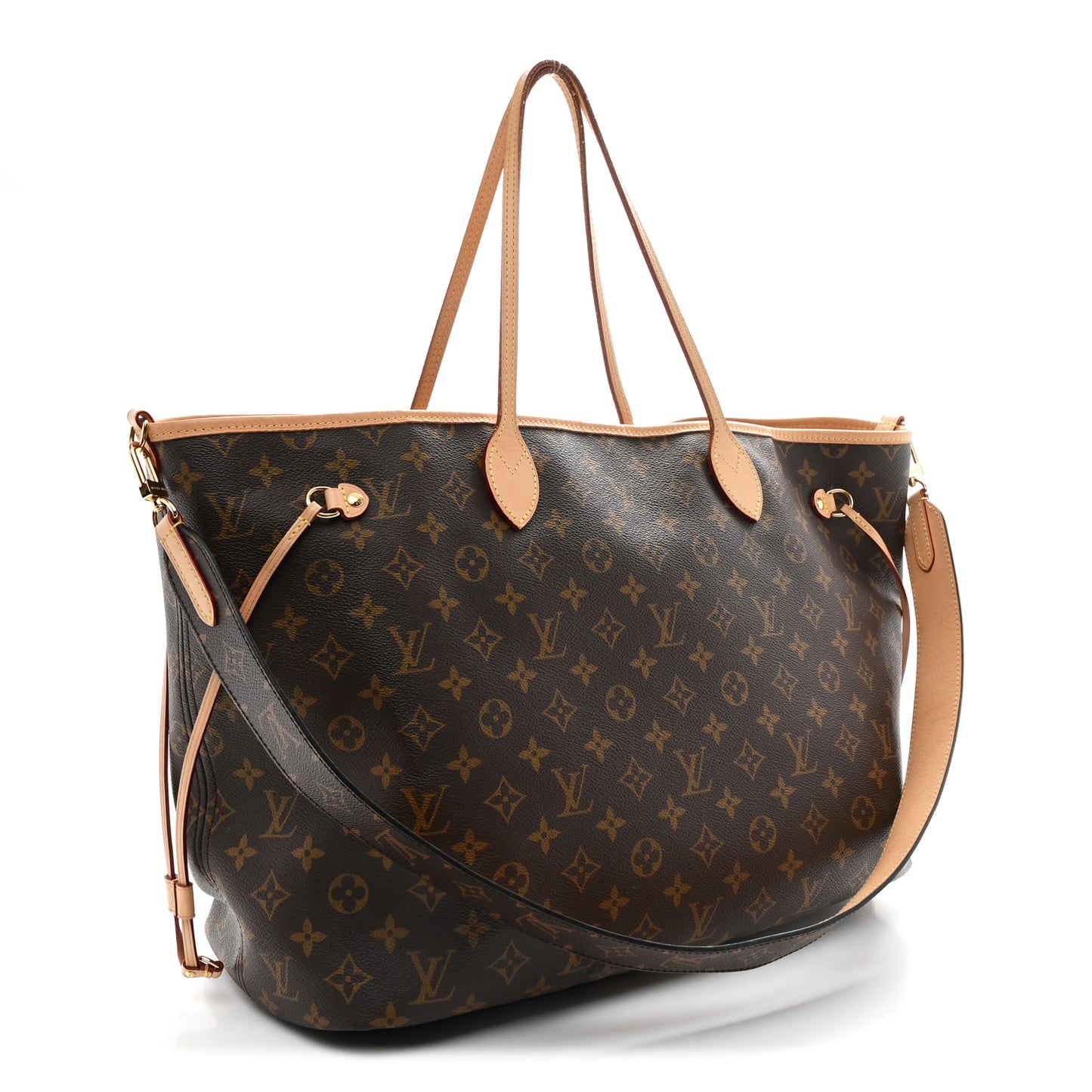 Monogram Stamped Inside Out Neverfull Bandouliere GM Beige