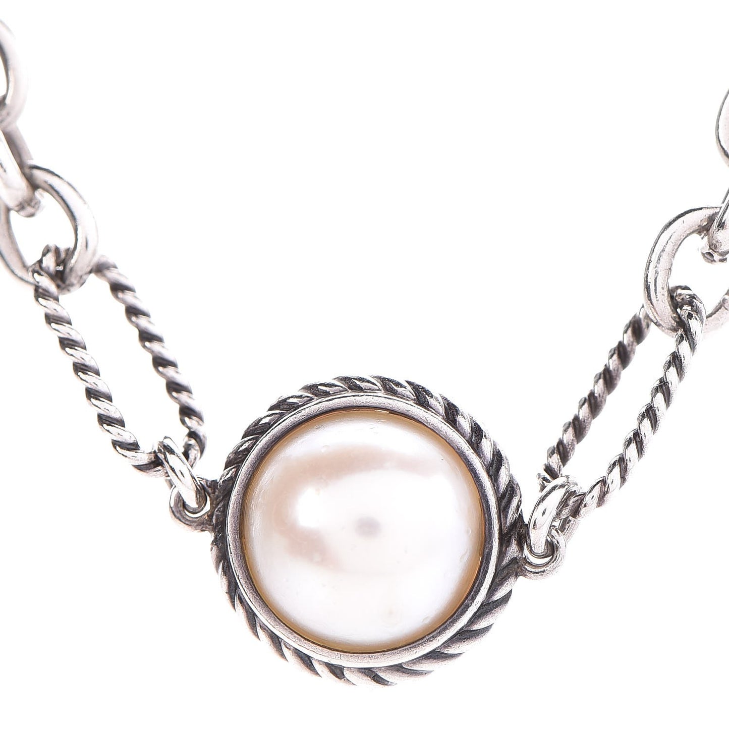 Sterling Silver Pearl Cable Figaro Chain Necklace