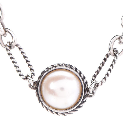David Yurman Sterling Silver Pearl Cable Figaro Chain Necklace 4 of 6