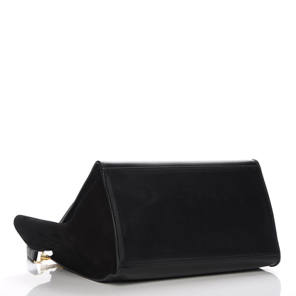 Celine Crocodile Embossed Calfskin Suede Medium Trapeze Black 5 of 7