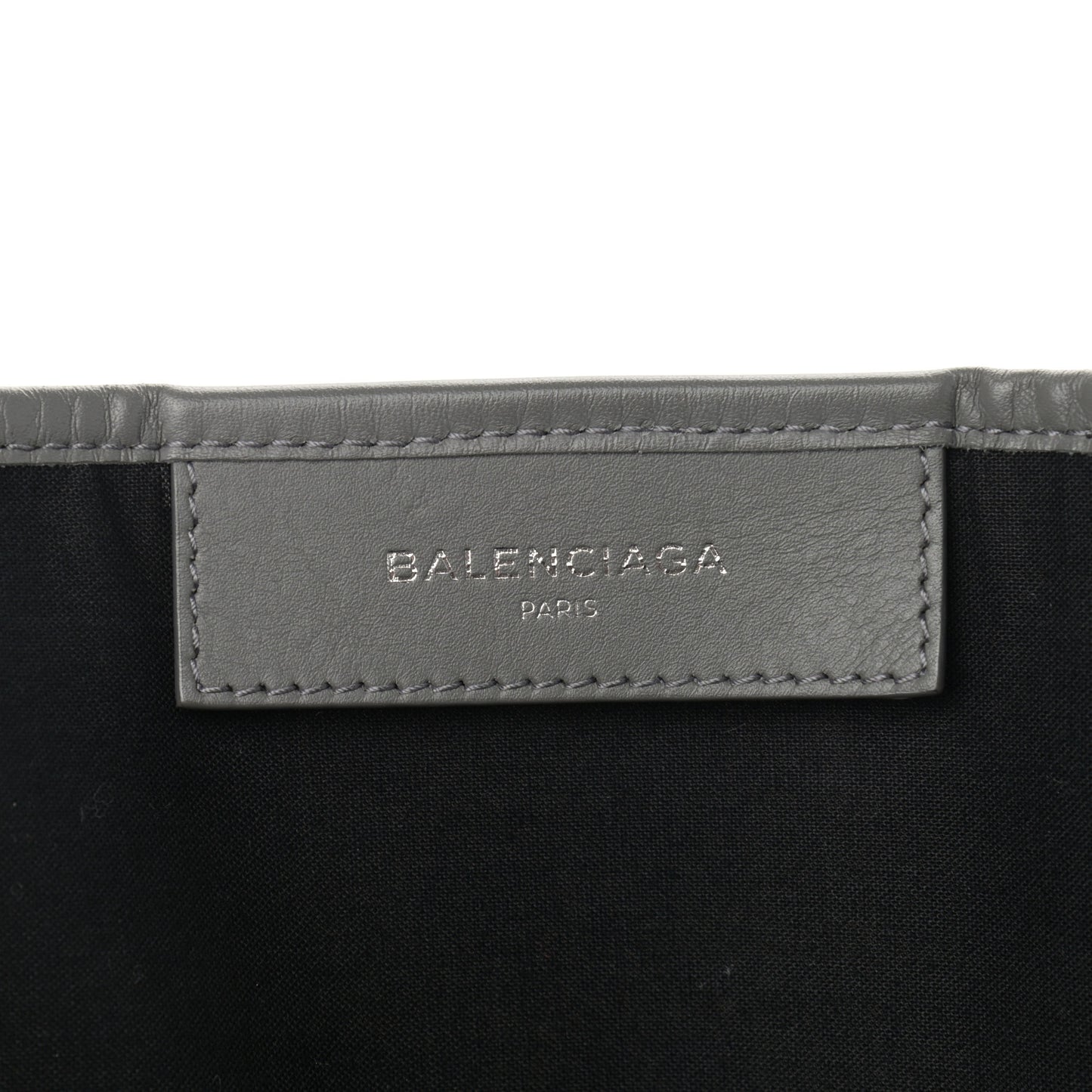 Cotton Canvas Calfskin M Navy Cabas Grey