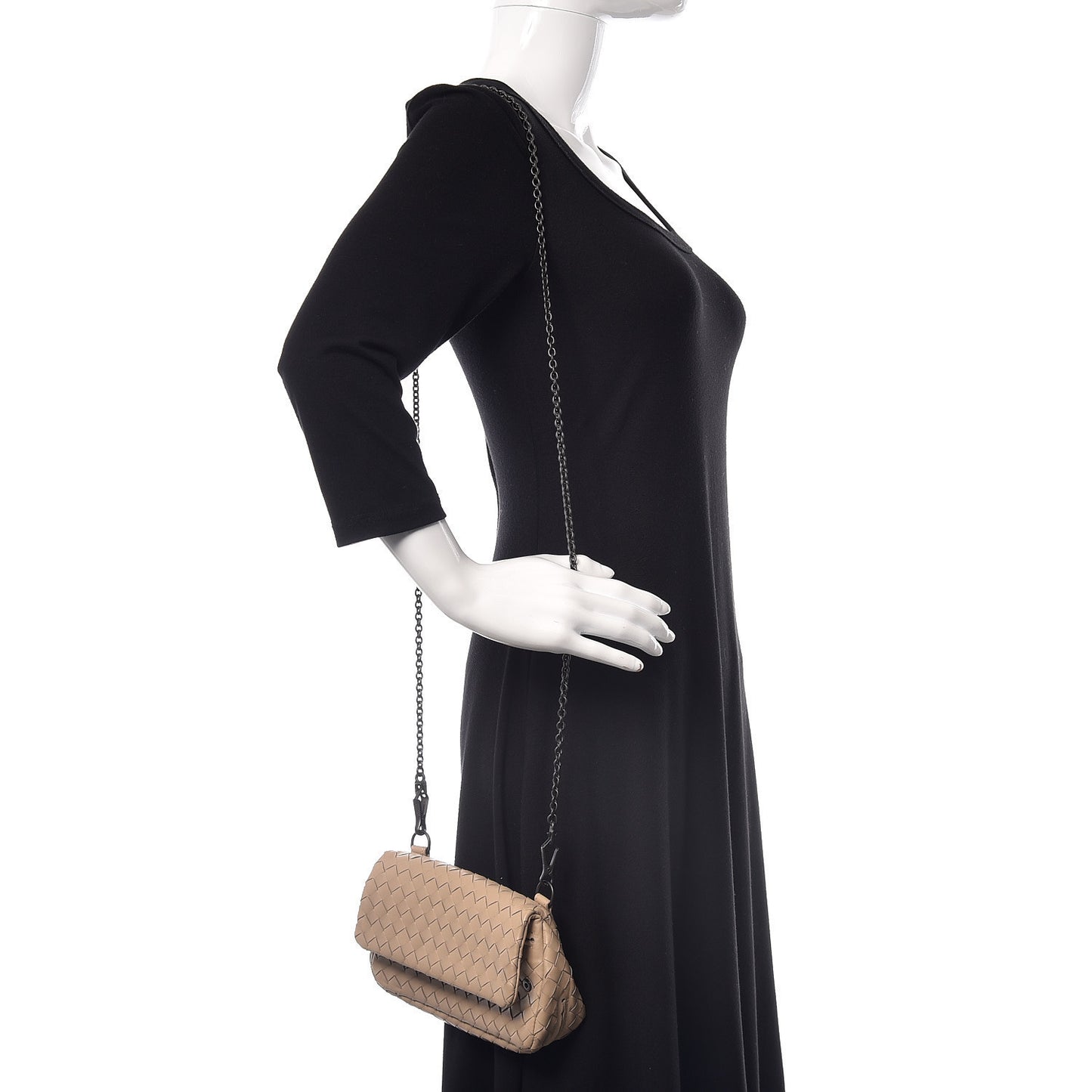 Nappa Intrecciato Small Chain Crossbody Maple